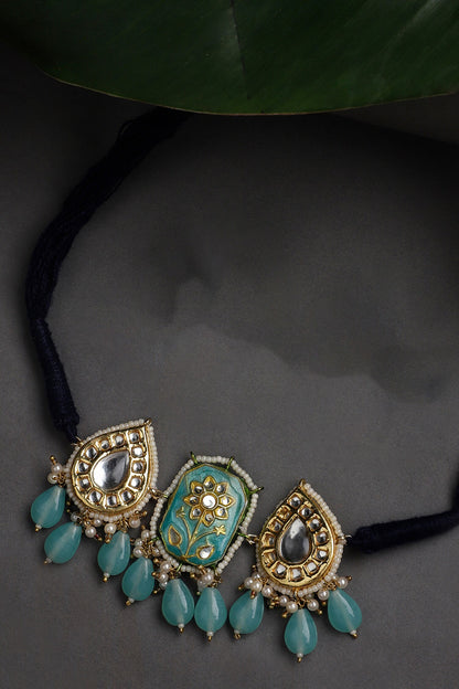 Geometric Kundan Pearl Choker 
