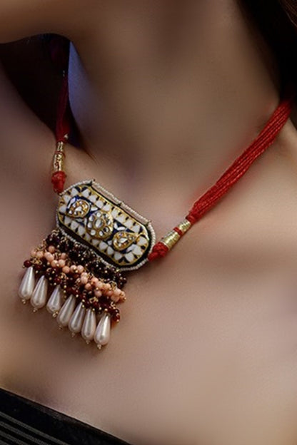 Embellished Necklace with Geometric Motifs 