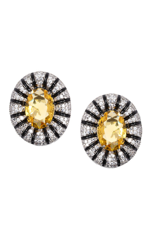 Citrine Stone Aura Studs 