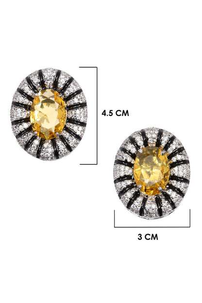 Citrine Stone Aura Studs 