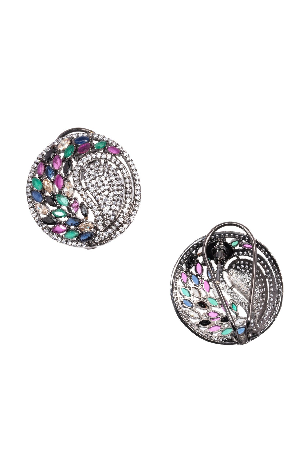 Forest Mossy Circular Stud Earrings 