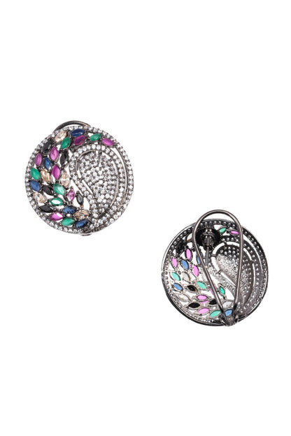 Forest Mossy Circular Stud Earrings 