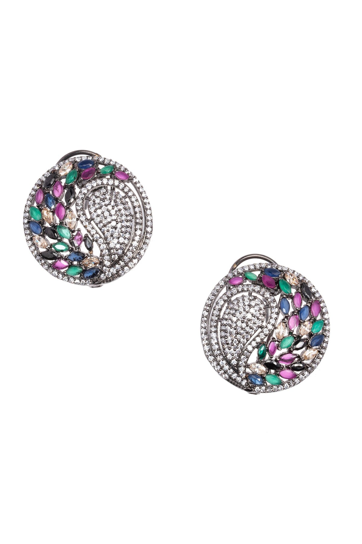 Forest Mossy Circular Stud Earrings 