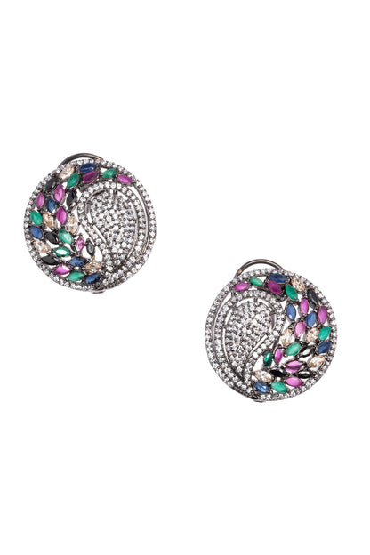 Forest Mossy Circular Stud Earrings 