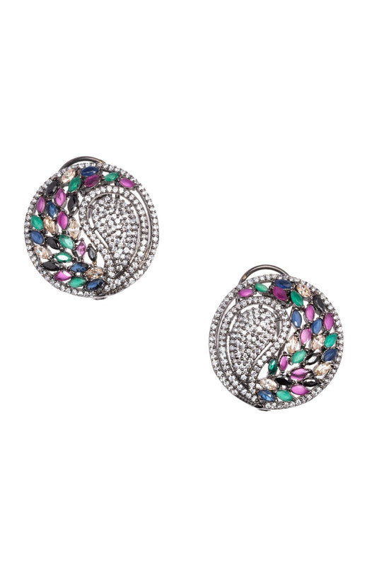 Forest Mossy Circular Stud Earrings 