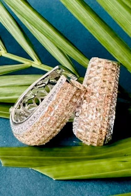 Stone Studded Gold Hoops 
