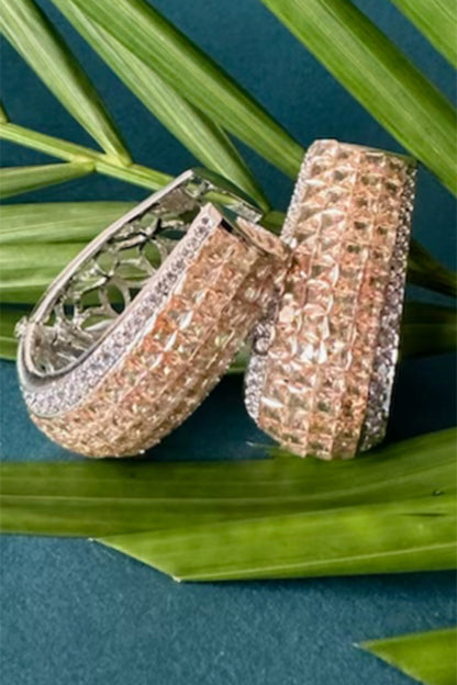 Stone Studded Gold Hoops 