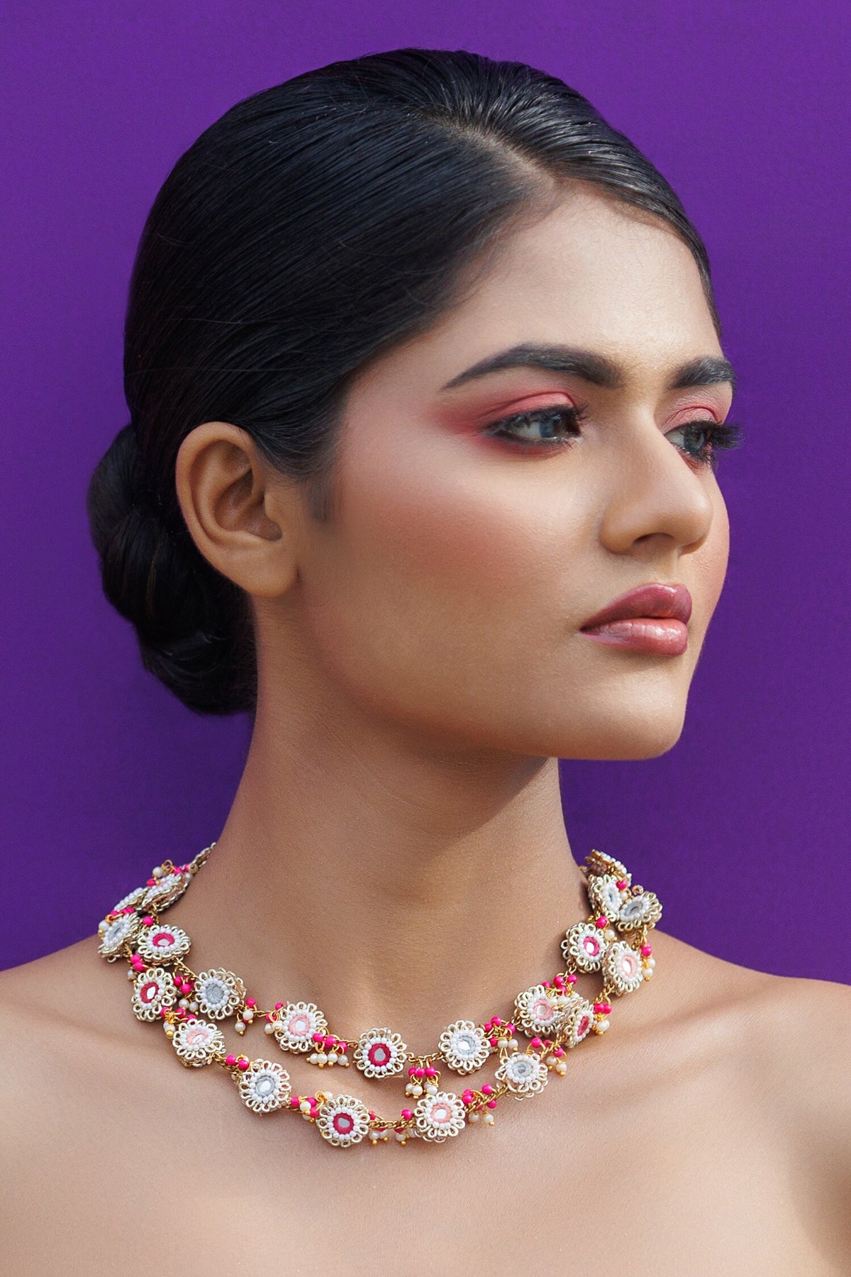 Multi Color Bloom Vine Necklace Set 