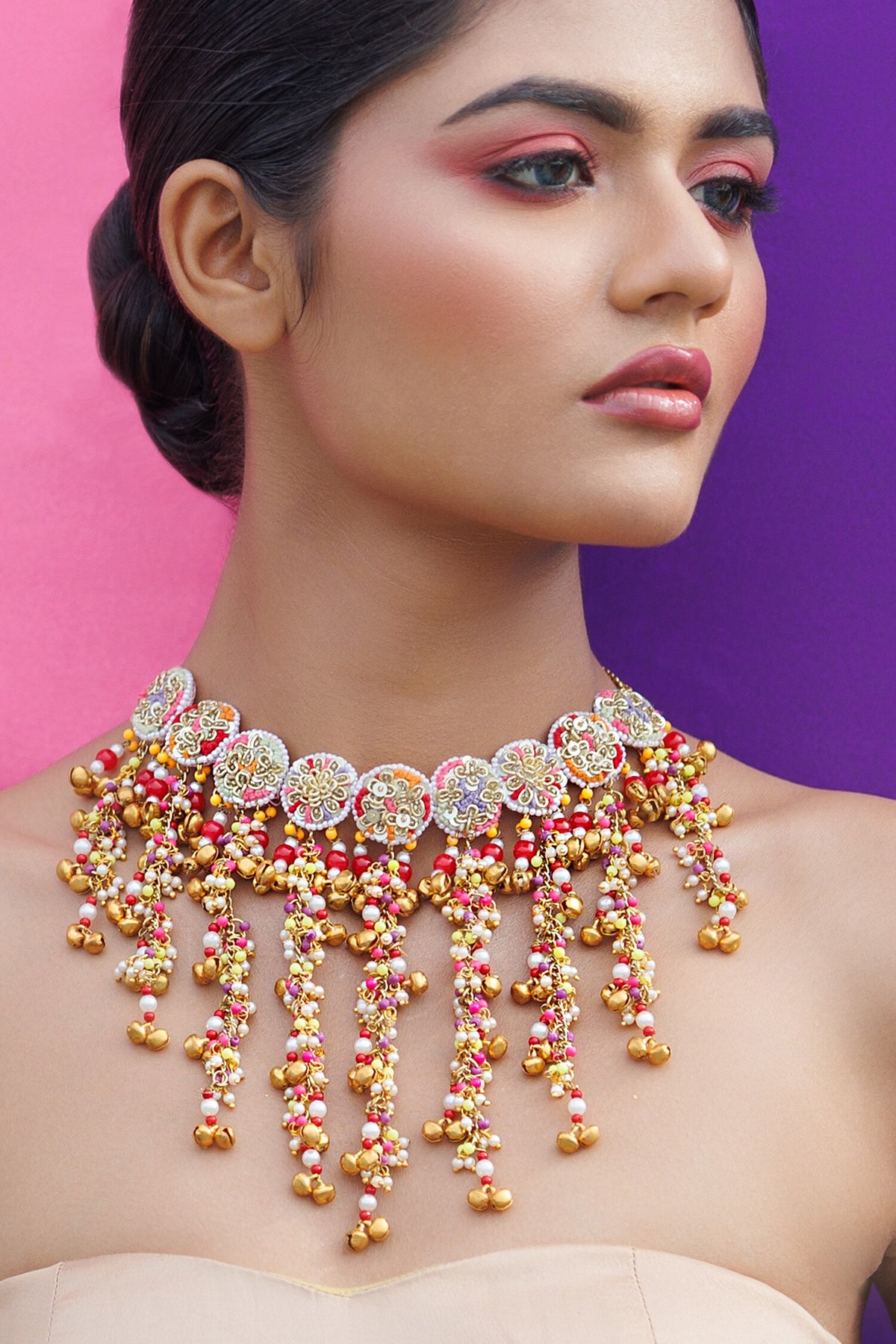 Bloom Ghungroo Tassel Necklace Set 
