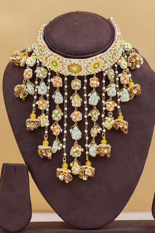Multi Color Blossom Choker Necklace 
