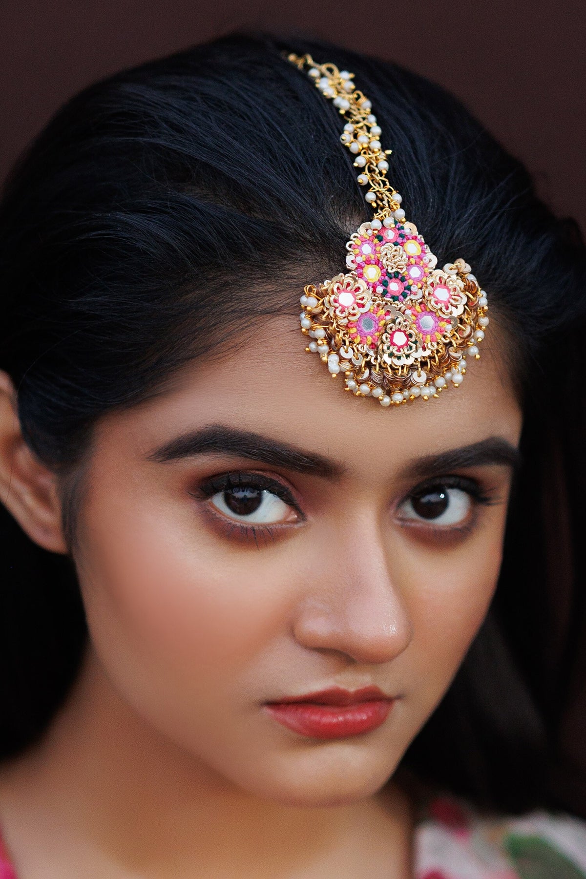 Embroidered Maangtikka & Earring Set 