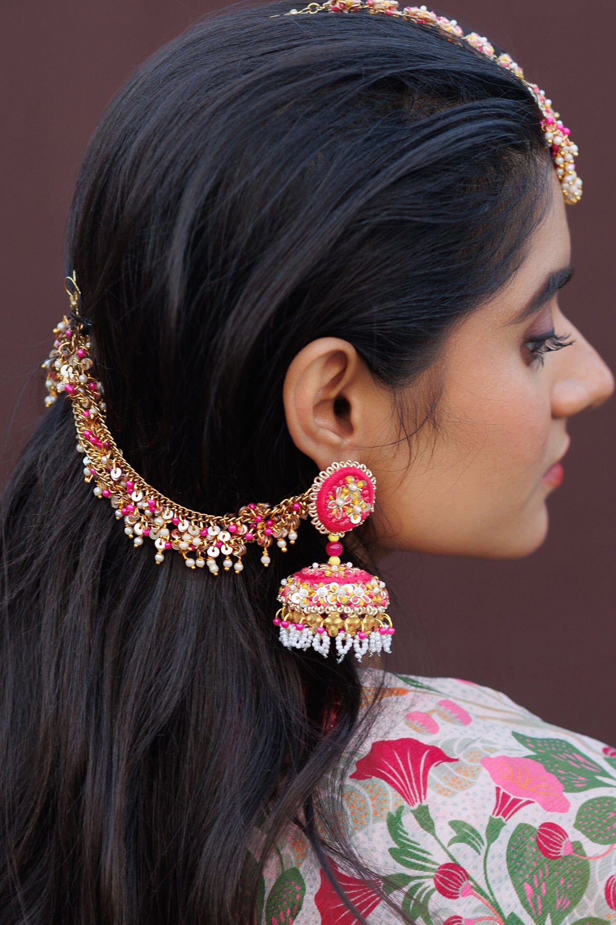 Floral Embroidered Jewellery Set 