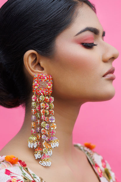 Floral Embroidered Earring & Mangtikka Set 