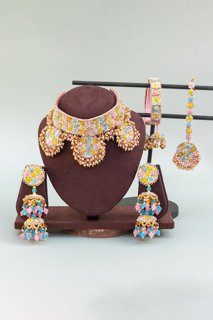 Multi Color Floral Embroidered Jewellery Set 