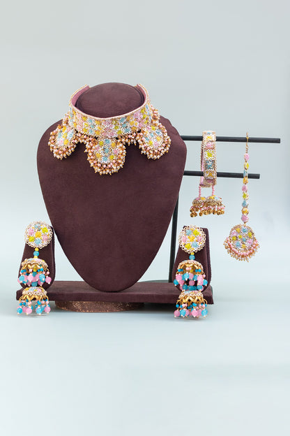Multi Color Floral Embroidered Jewellery Set 