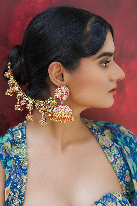 Gold Toned Multicolor Jhumka Earrings 