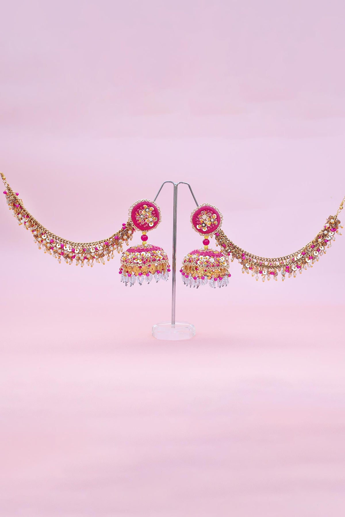 Gold Toned Multi Color Jhumka Earrings 