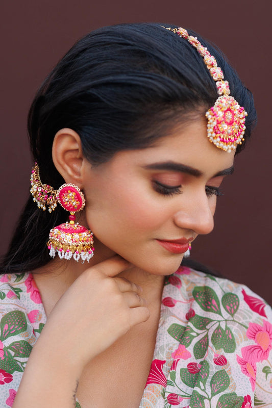 Gold Toned Multi Color Jhumka Earrings 