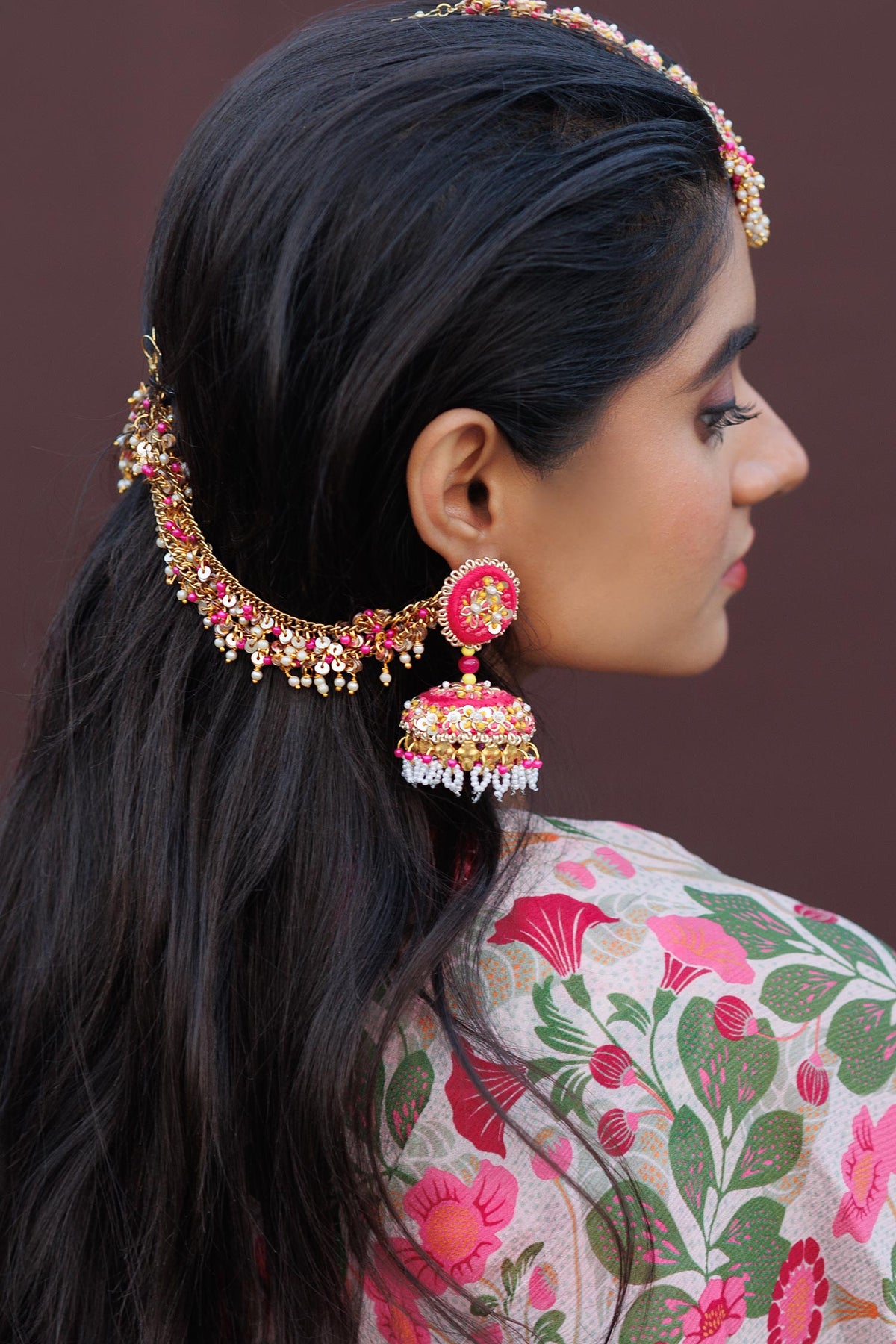 Gold Toned Multi Color Jhumka Earrings 