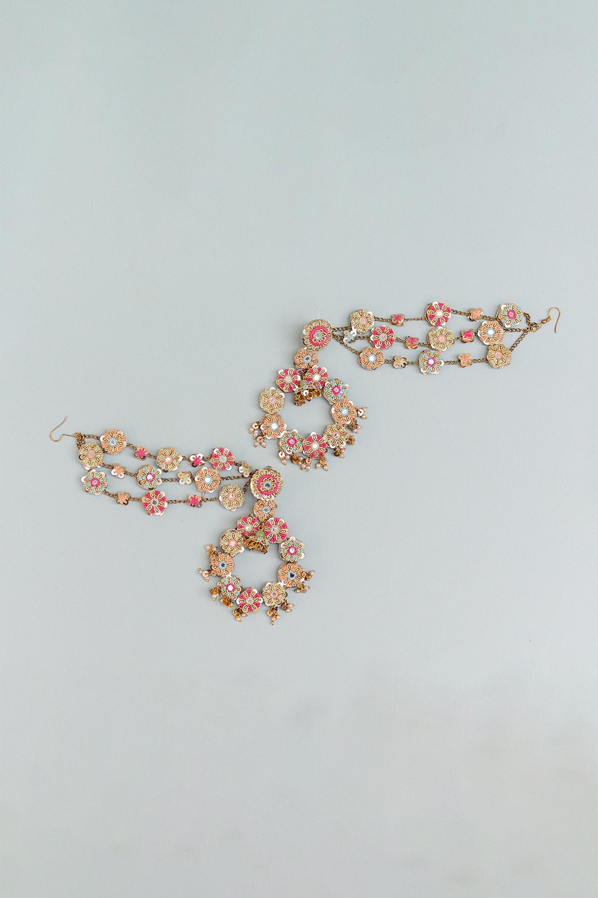 Gold Toned Multicolor Embroidered Chandbalis 