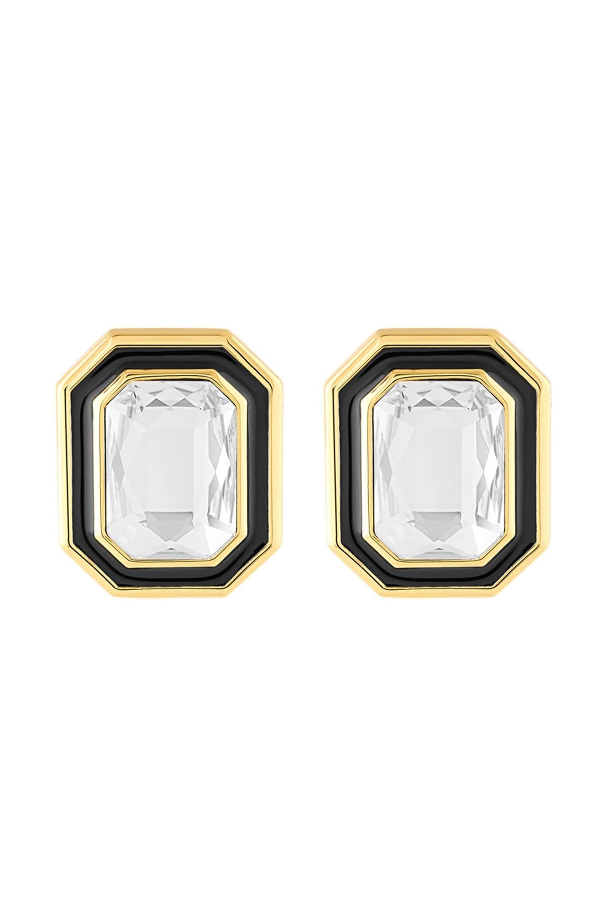 Crystal Enamel Gold Stud Earrings 