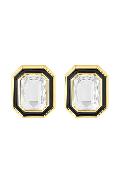 Crystal Enamel Gold Stud Earrings 