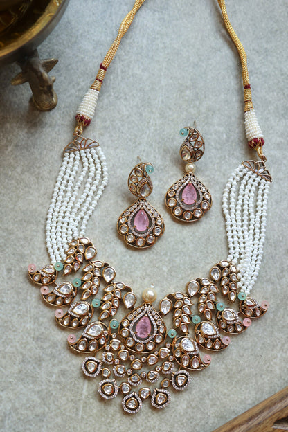 Layered Necklace Set with Earrings 