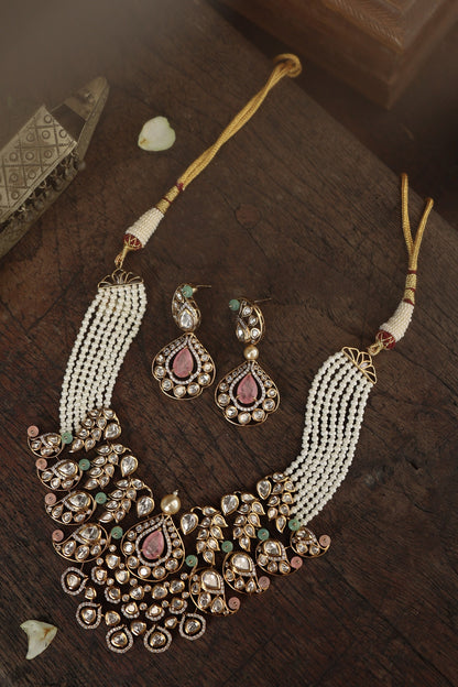 Layered Necklace Set with Earrings 