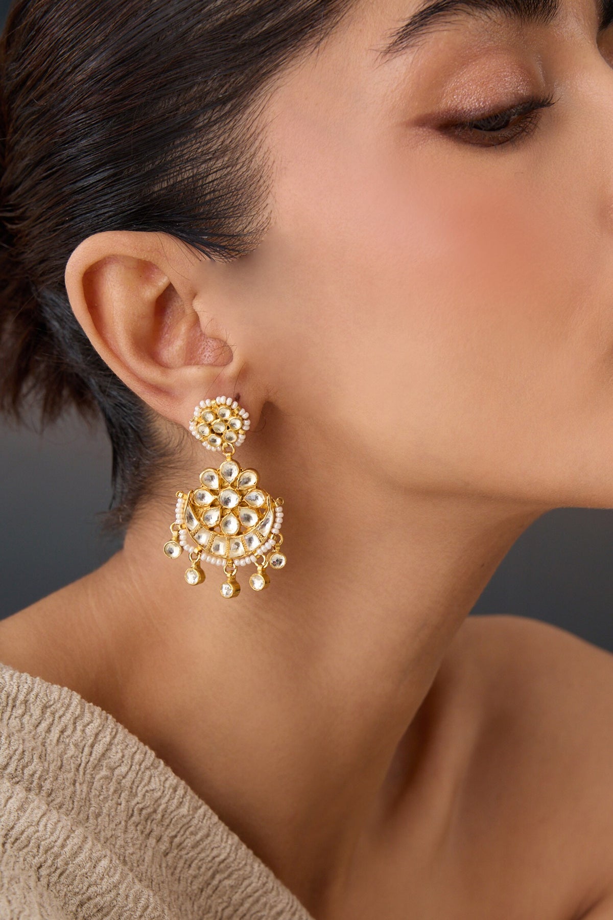 Kundan Bead Chandbalis 