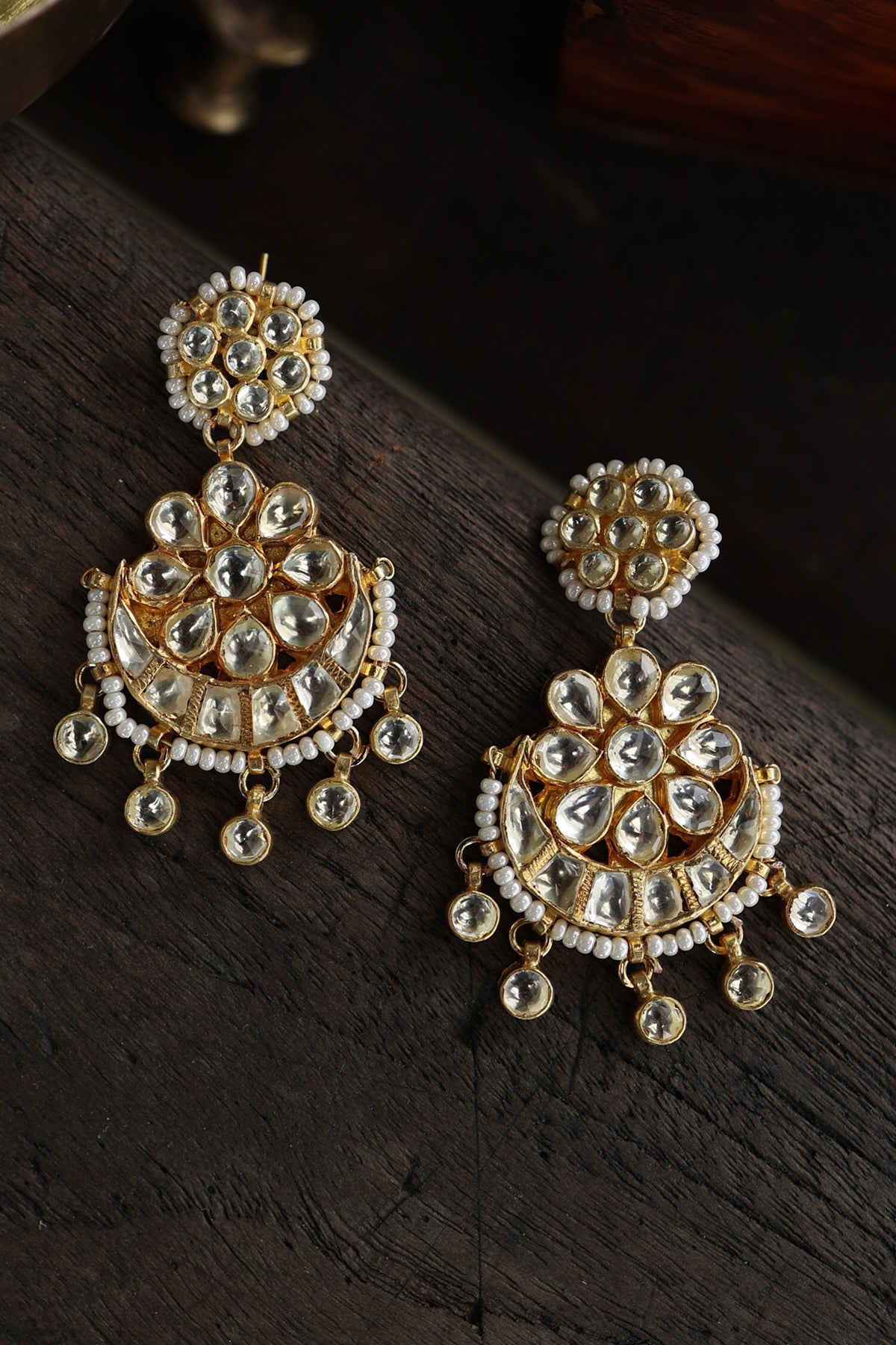 Kundan Bead Chandbalis 
