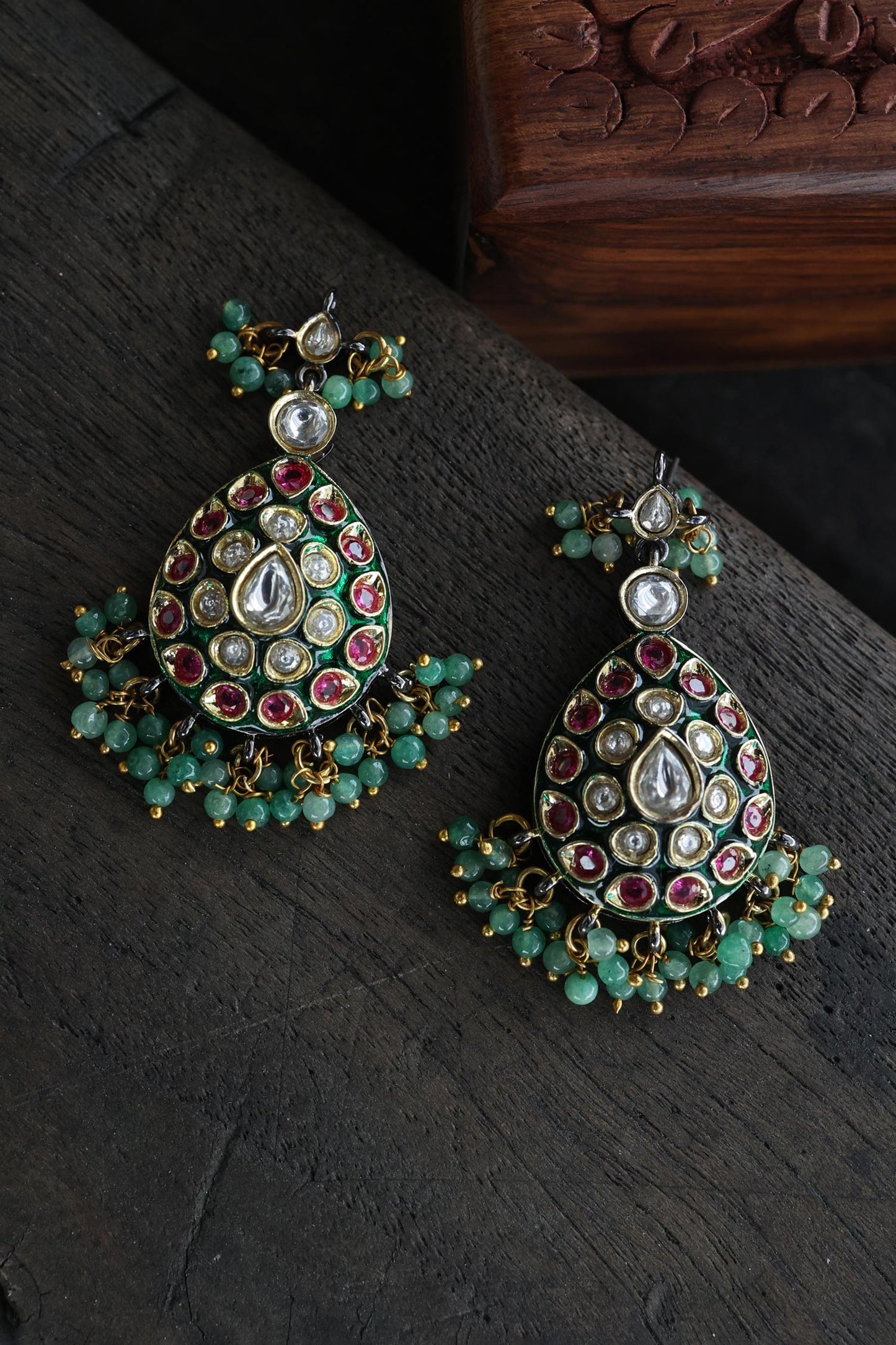 Polki Bead Drop Earrings 