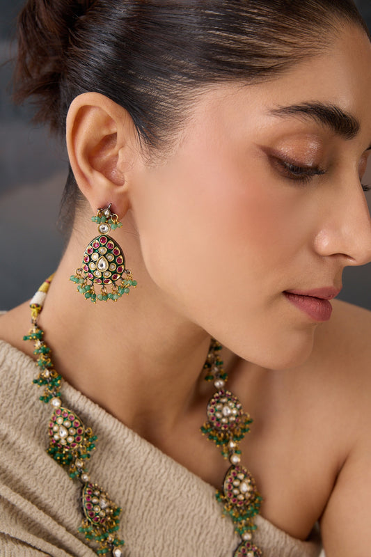 Polki Bead Drop Earrings 