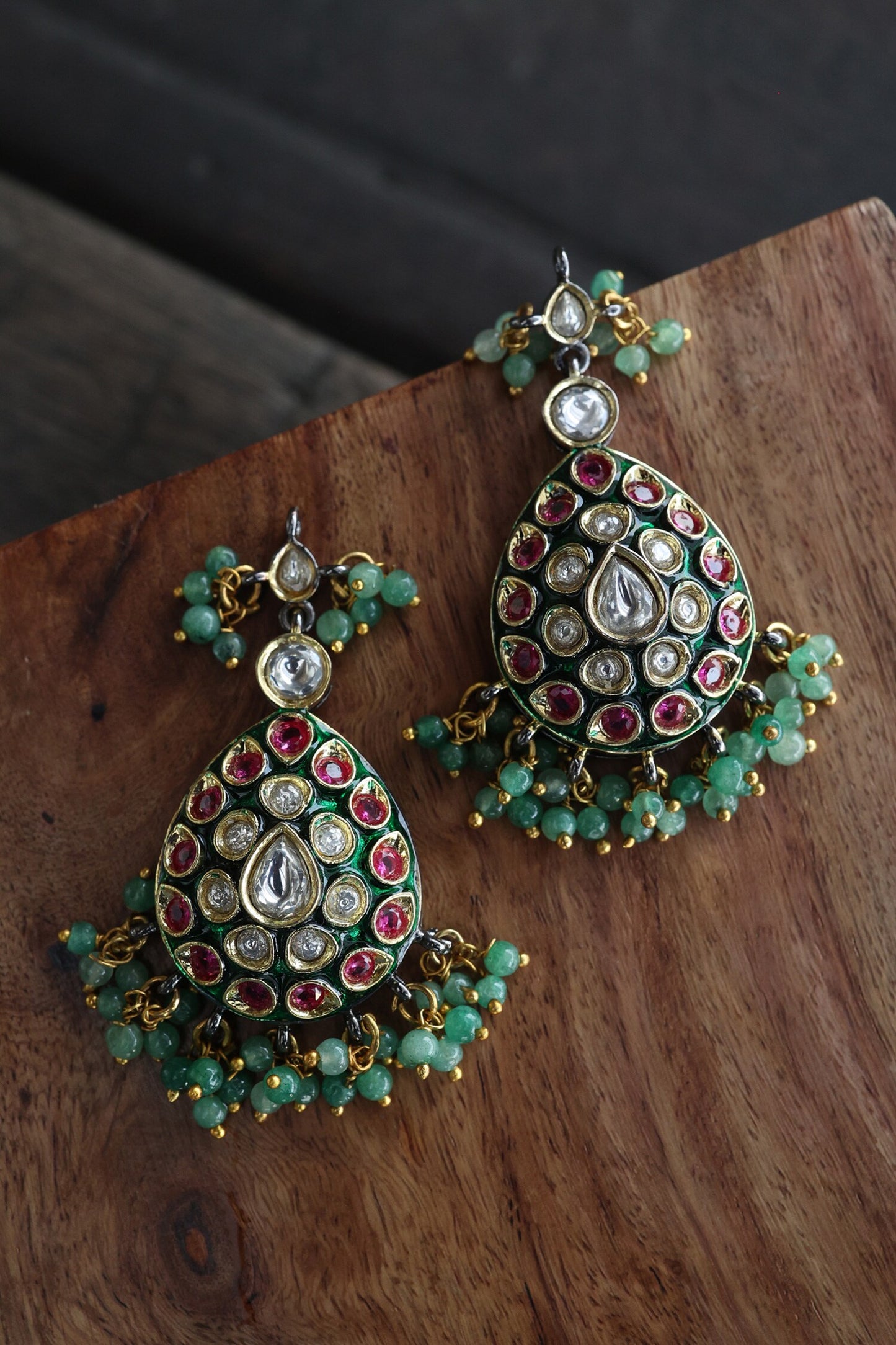 Polki Bead Drop Earrings 