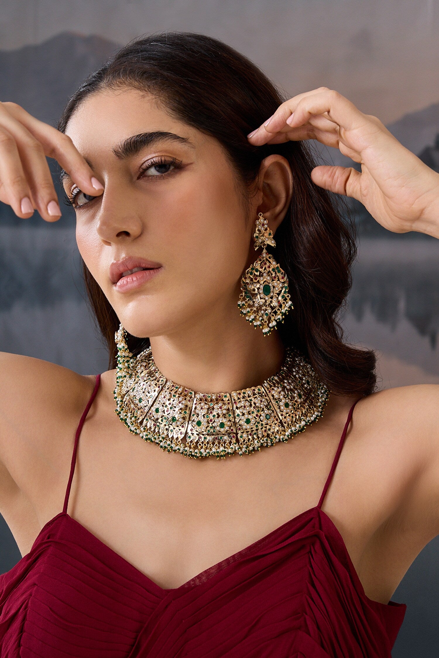 Garnet Stone Choker Set 