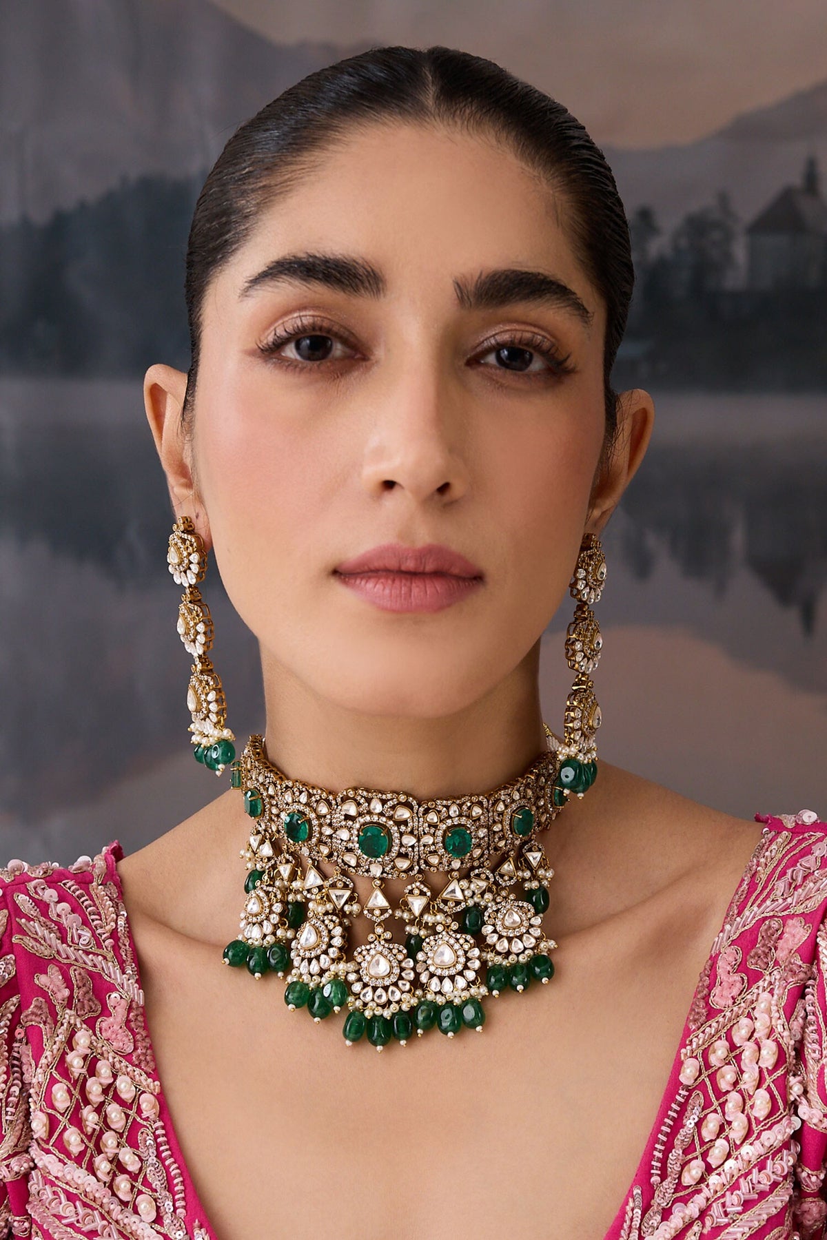 Emerald Crystal Stone Choker Set 
