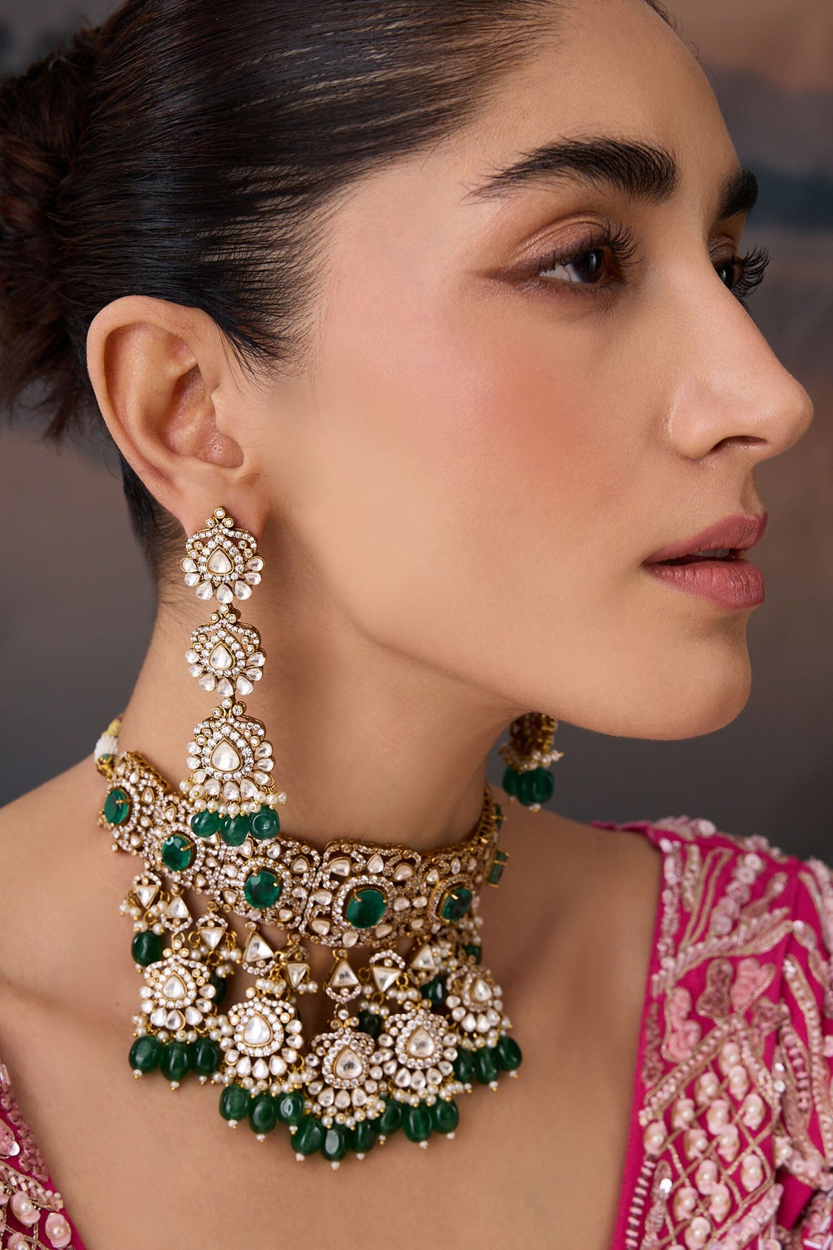 Emerald Crystal Stone Choker Set 