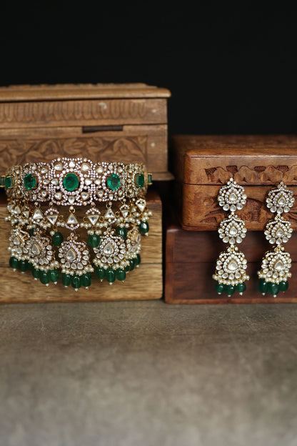 Emerald Crystal Stone Choker Set 