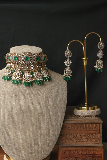 Emerald Crystal Stone Choker Set 