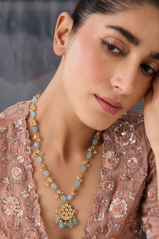 Kundan Blue Stone Pendant Necklace 
