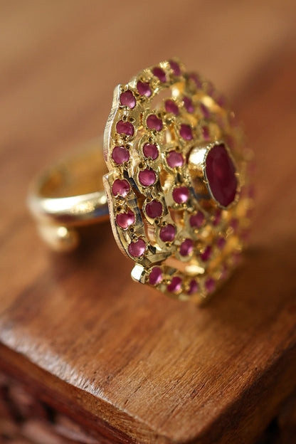 Adjustable Jadau Stone Ring 