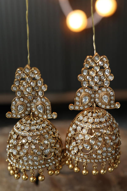Kundan Beaded Cutwork Jhumkas 