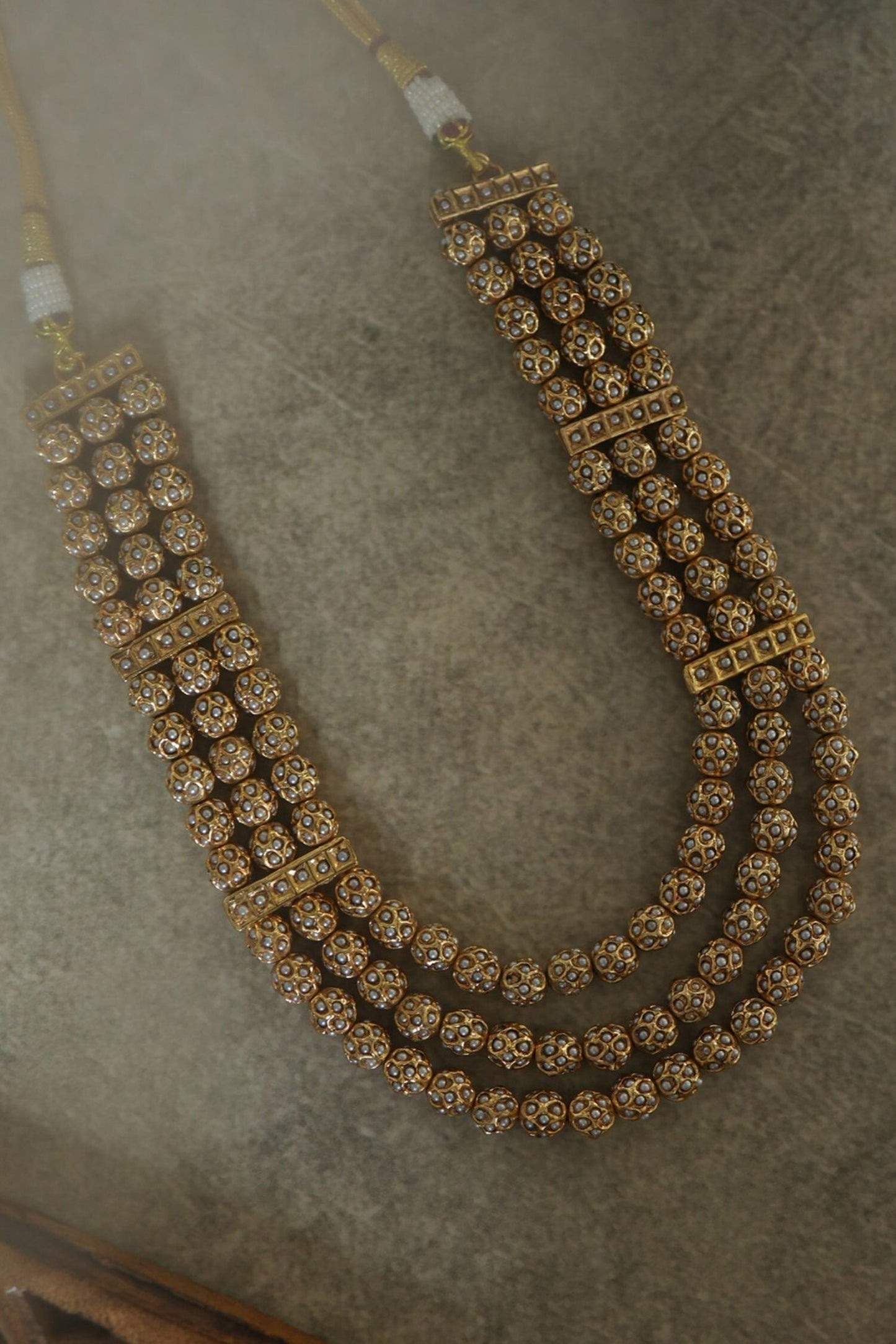Beaded Gold Layered Necklace 