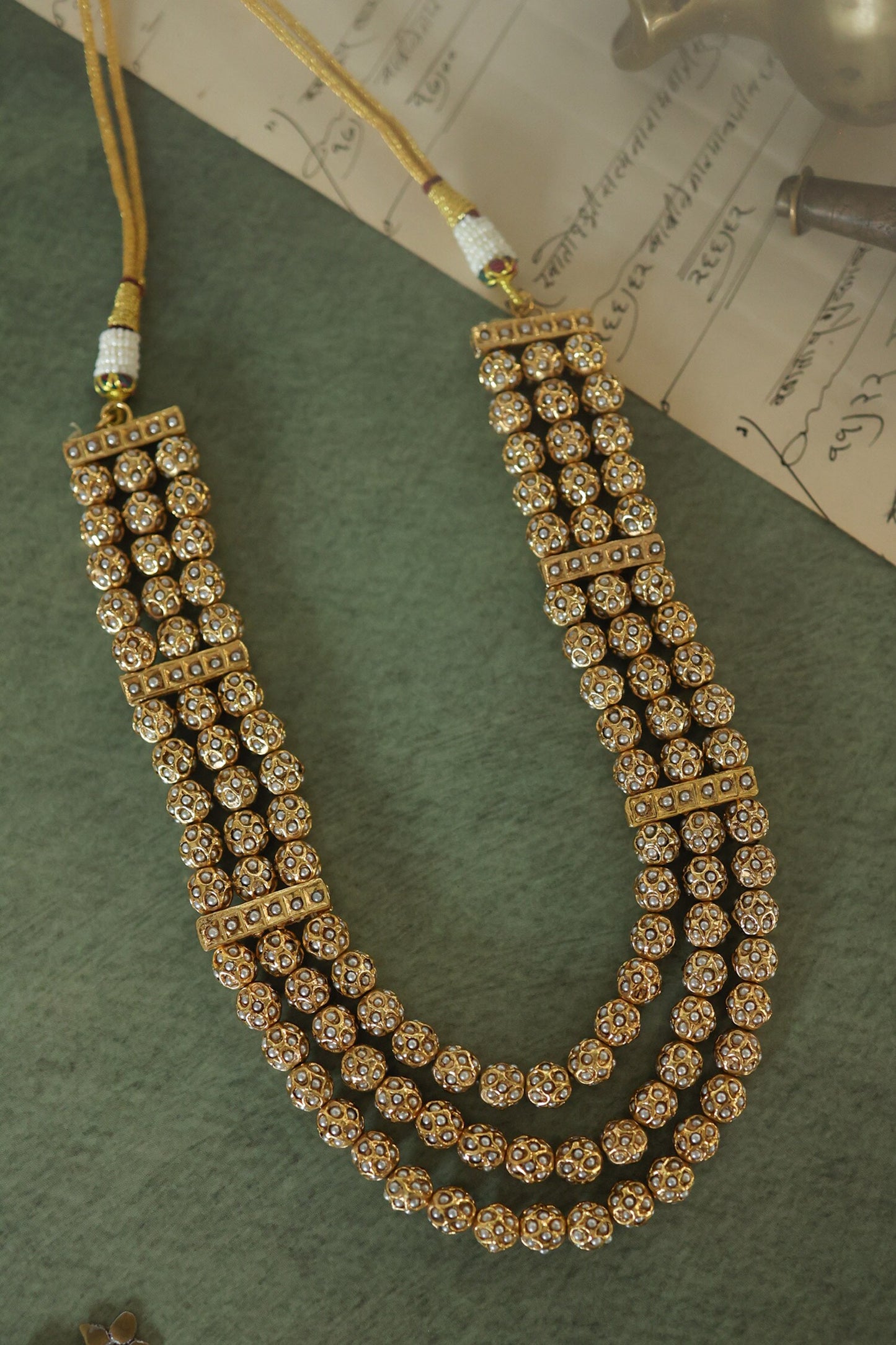 Beaded Gold Layered Necklace 
