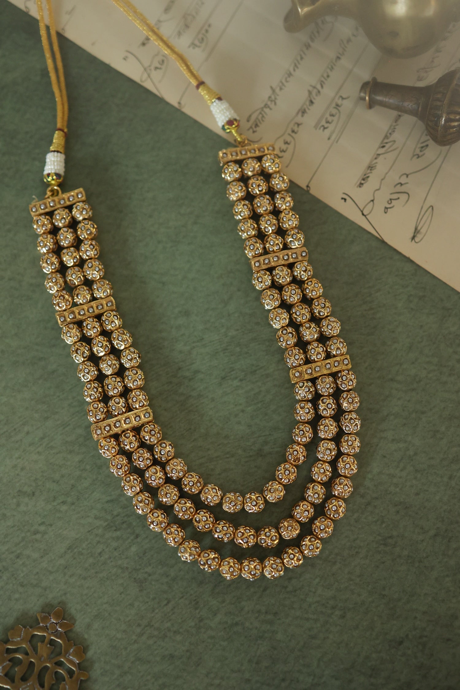 Beaded Gold Layered Necklace 