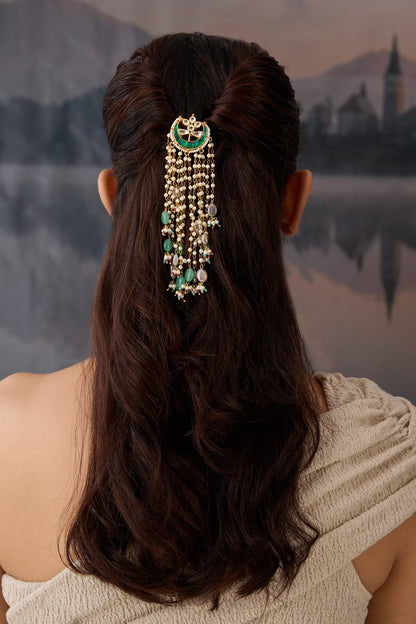 Natural Stone Embellished Braid Pin 