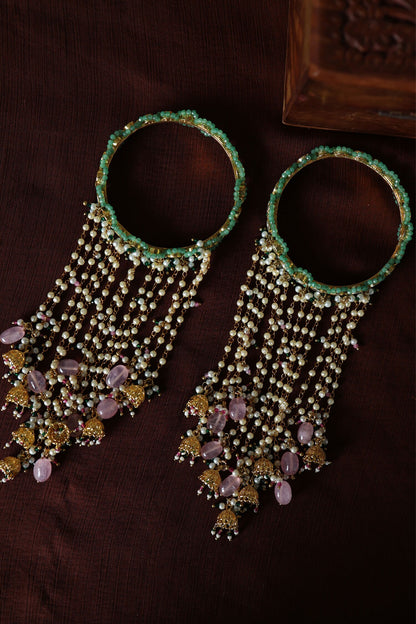 Kundan Pearl Embellished Bangles Set 