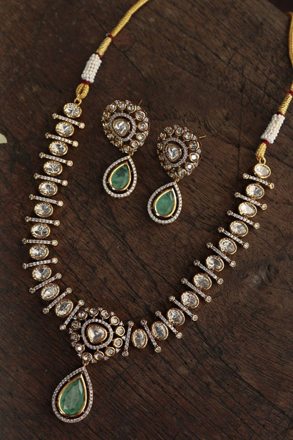 Polki Studded Pendant Necklace Set 