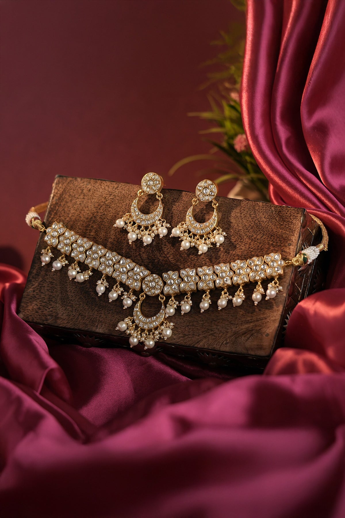 Pearl & Stone Embellished Choker Set 