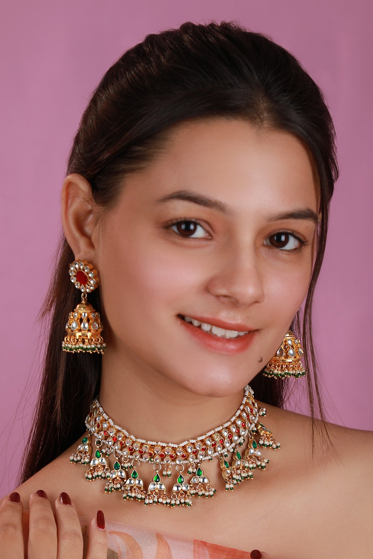 Multicolor Stone Embellished Choker Set 