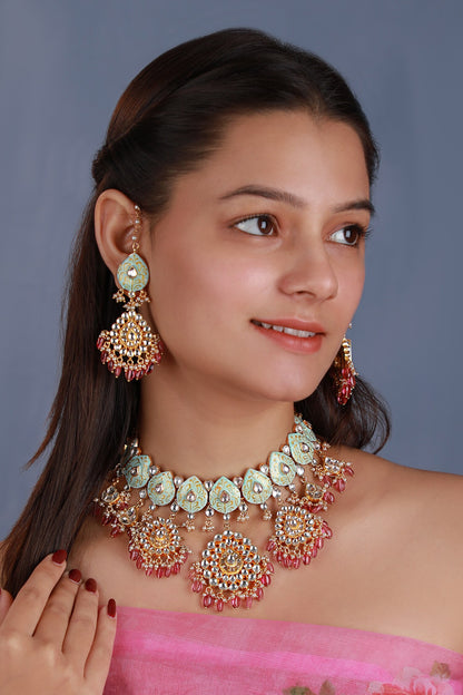 Floral Meenakari Choker Set 